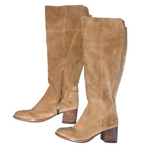 Marc Fisher Tan Leather Suede Boots 21” Tall Women’s Size 8 Wide